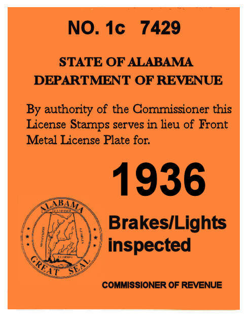 Modal Additional Images for 1936 Alabama inspection sticker